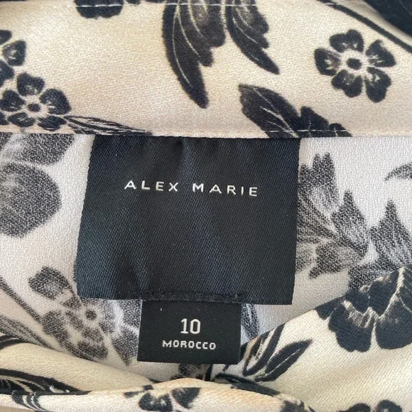 Alex Marie Women’s Black And White Floral Belted Dress Size 10 - Picture 6 of 8